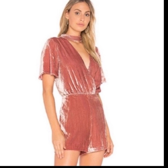 J.O.A Velvet Short Romper Size Medium - Picture 7 of 7